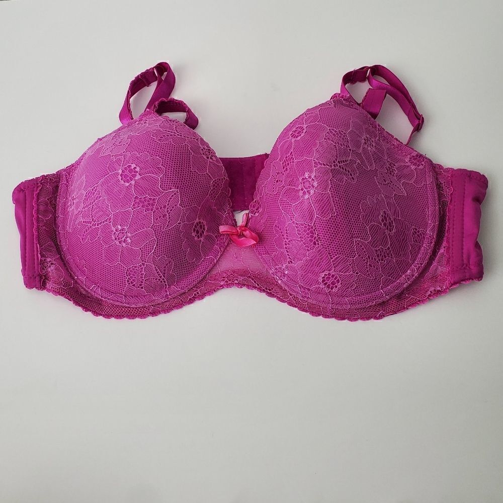 JOE BOXER WOMEN'S BRA SIZE 40C PURPLE WITH LACE FLORAL DESIGN UNDERWIRE